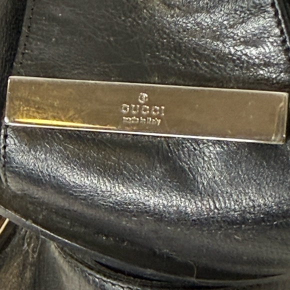 Gucci Black Leather Block Heel Mules Logo Plaque Made In Italy Women’s Size 6B - Picture 5 of 10